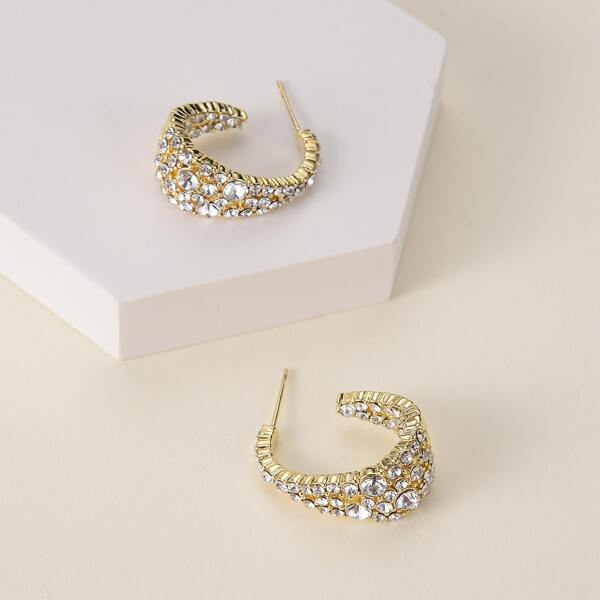 

Серьги-кольца 14K позолоченный с цирконом, Золотистый