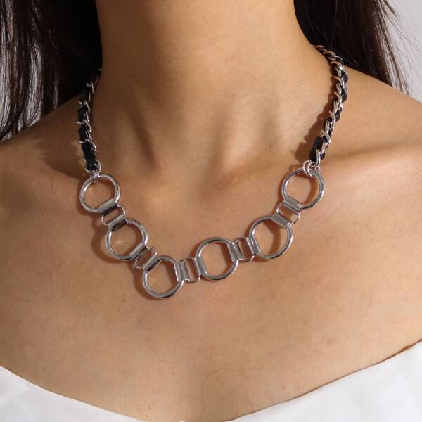 

Ring Decor Necklace, Black and white