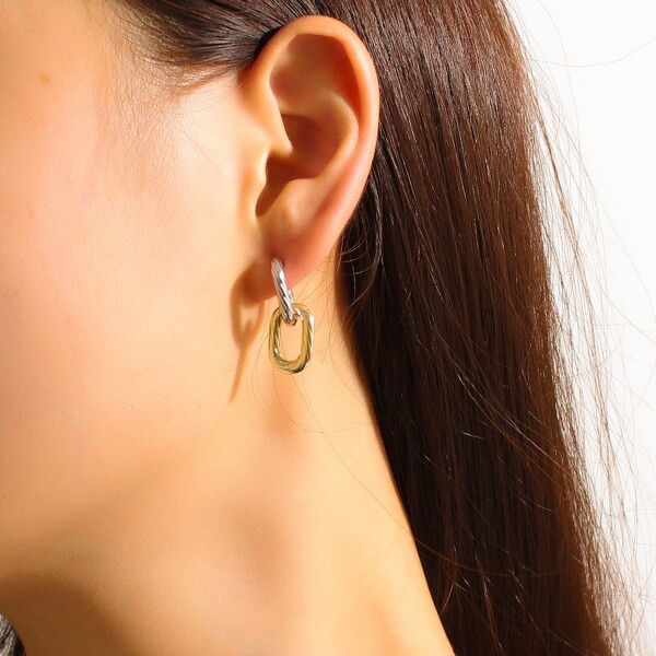 

16K Gold Plated Two Tone Earrings, Multicolor