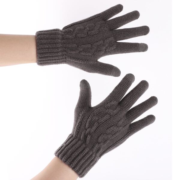 

Men Knit Solid Gloves, Dark grey