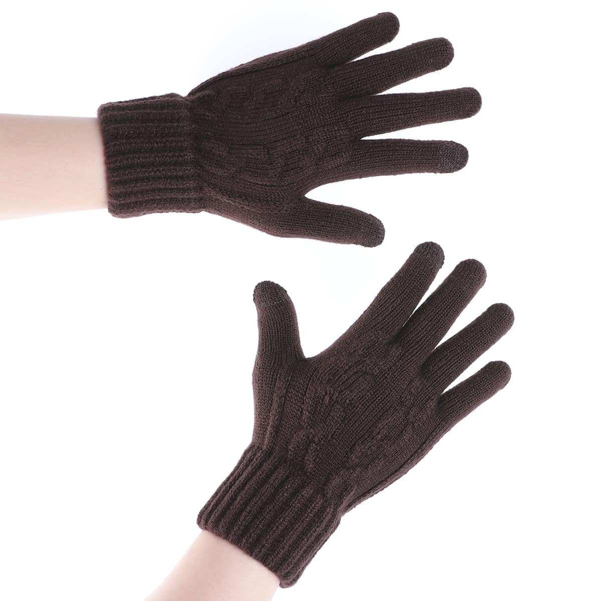 

Guys Knit Solid Gloves, Coffee brown