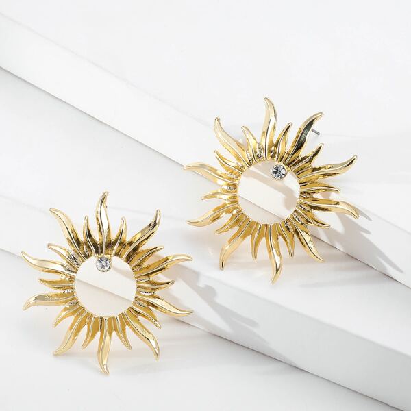

Sun Decor Stud Earrings, Gold