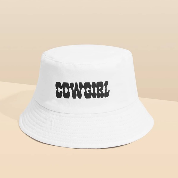 

Letter Graphic Bucket Hat, White