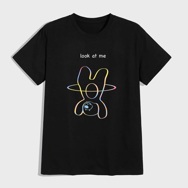 

Guys Bear & Slogan Graphic Tee, Black