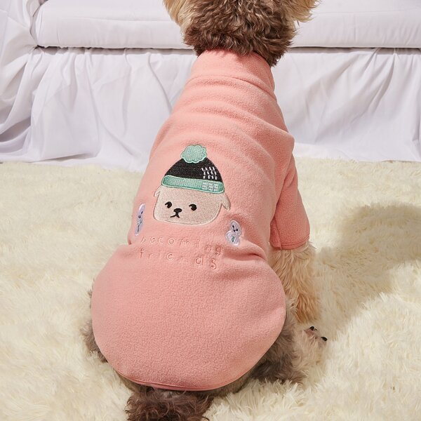 

Cartoon Embroidery Pet Sweatshirt, Pink