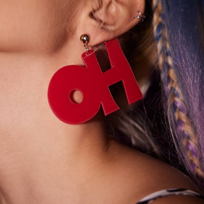 

Letter Drop Earrings, Red