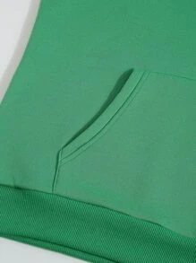 INAWLY Áo nỉ có mũ Chất rắn Dây rút Túi mặt trước - màu xanh lá - Xem 4