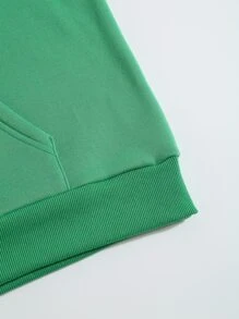 INAWLY Áo nỉ có mũ Chất rắn Dây rút Túi mặt trước - màu xanh lá - Xem 5