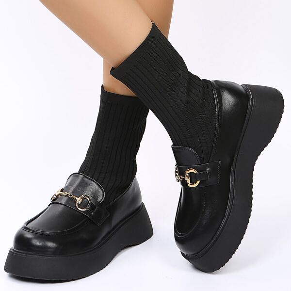 

Metal Decor Slip-On Fashion Boots, Black