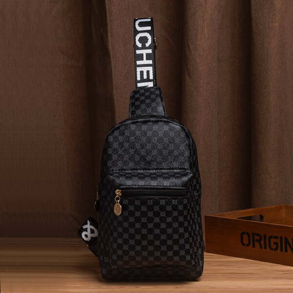 

Geometric Pattern Sling Bag, Black