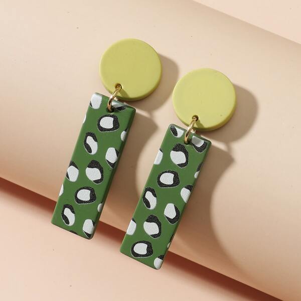

Geo Decor Drop Earrings, Green