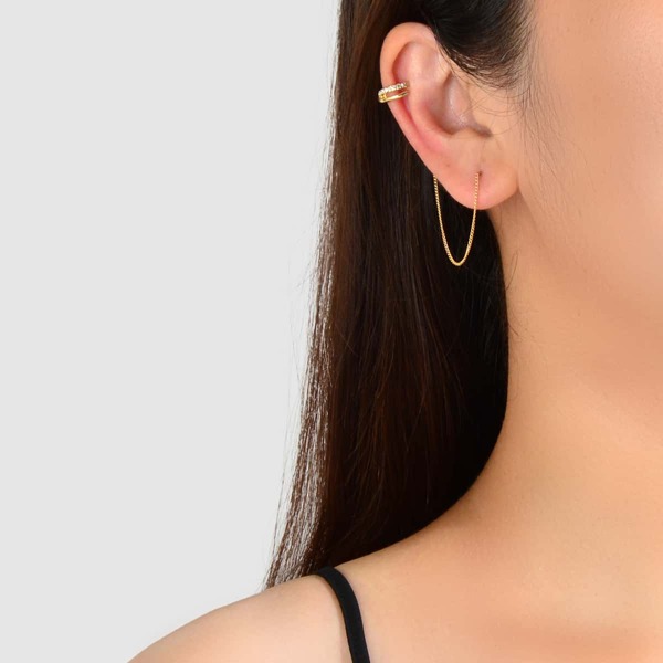 

1pc Rhinestone Decor Earring, Gold
