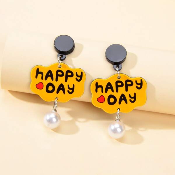 

Letter Graphic Drop Earrings, Multicolor