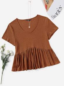 SHEIN Unity Plus Rib-knit Peplum Top