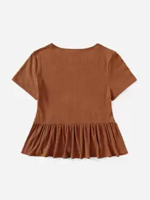 SHEIN Unity Plus Rib-knit Peplum Top