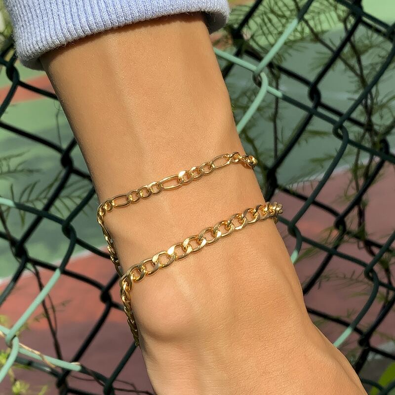 

2pcs Minimalist Chain Bracelet, Gold