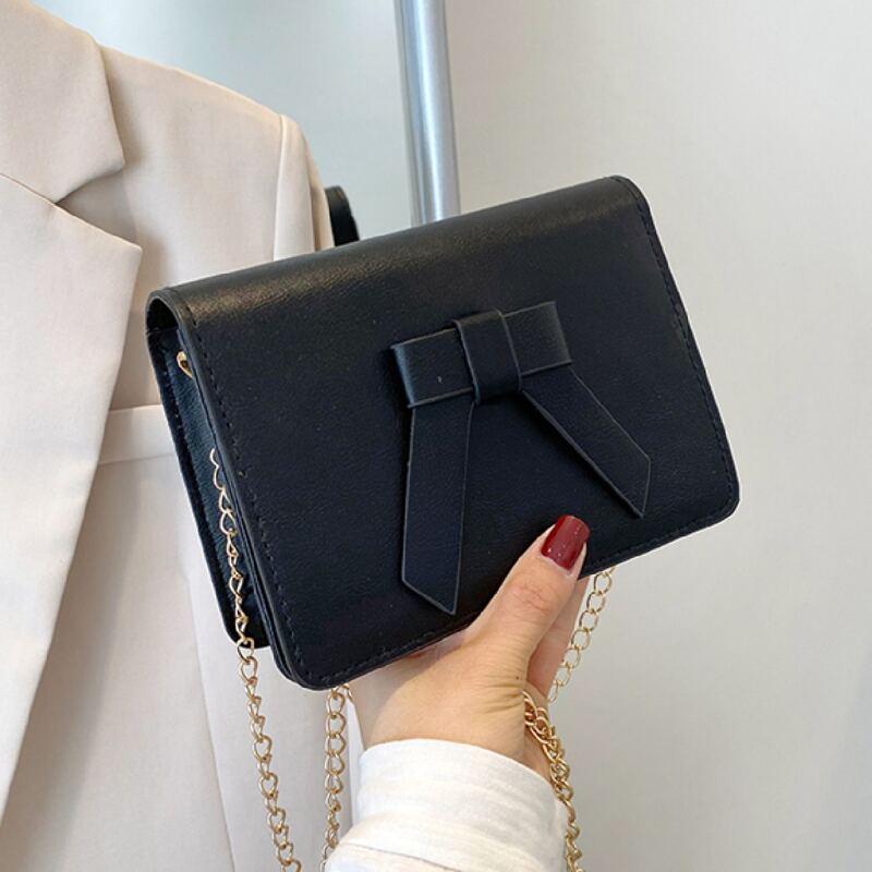 

Mini Bow Decor Chain Bag, Black