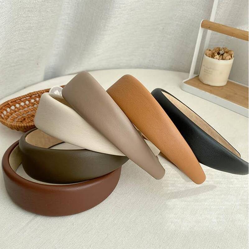 

1pc Random Solid PU Leather Headband, Multicolor