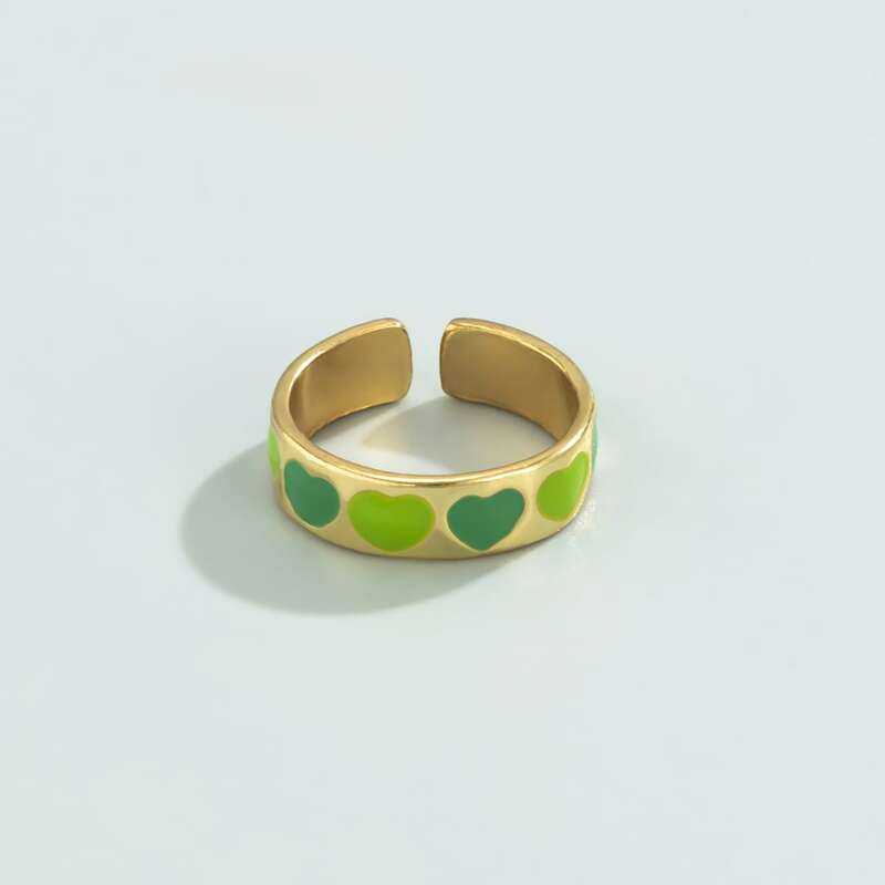 

Heart Graphic Cuff Ring, Green