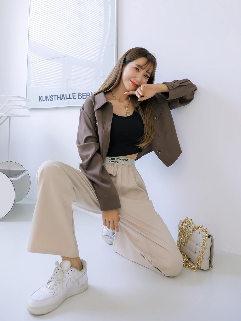 Contrast Slogan Tape Slant Pocket Pants