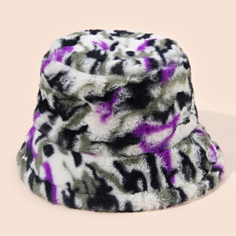 

Graphic Fluffy Bucket Hat, Multicolor