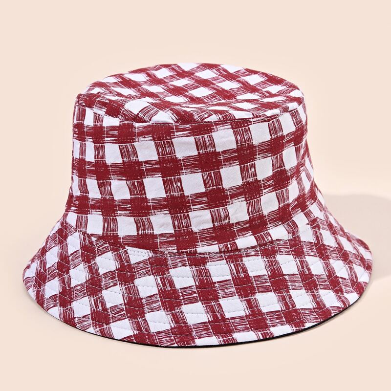 

Plaid Print Reversible Bucket Hat, Multicolor