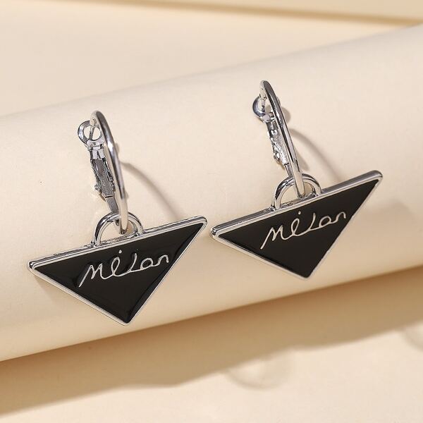 

Geo Decor Drop Earrings, Black