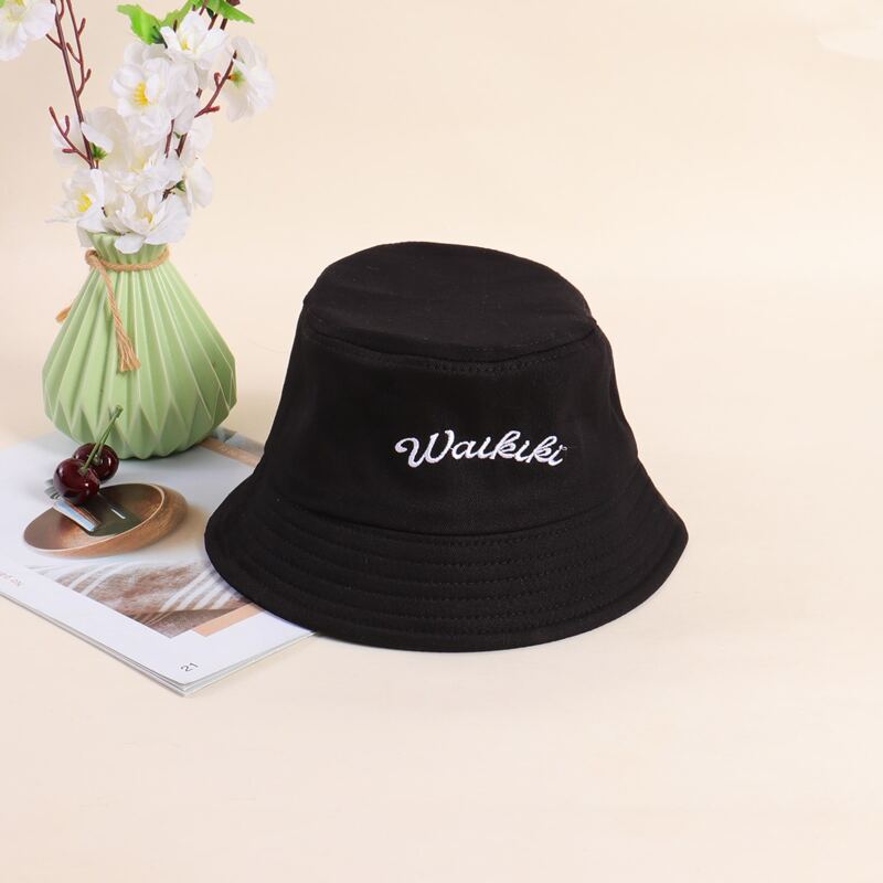 

Letter Graphic Embroidery Bucket Hat, Black