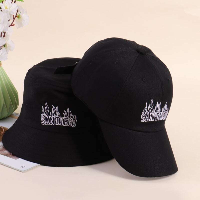 

Guys 1pc Letter Graphic Bucket Hat & 1pc Baseball Cap, Black
