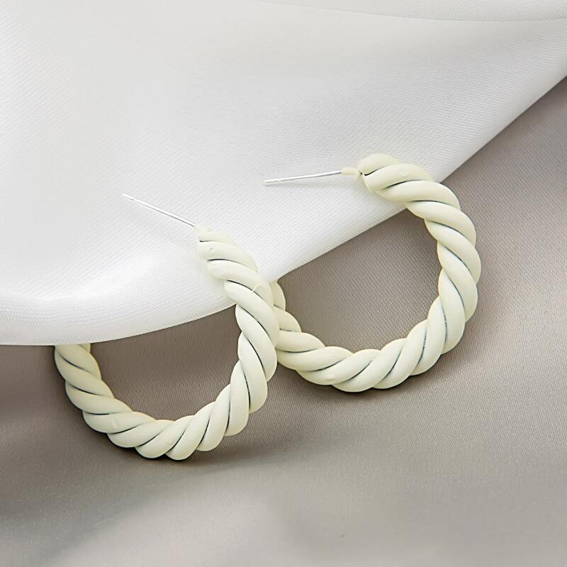 

Twist Hoop Earrings, White