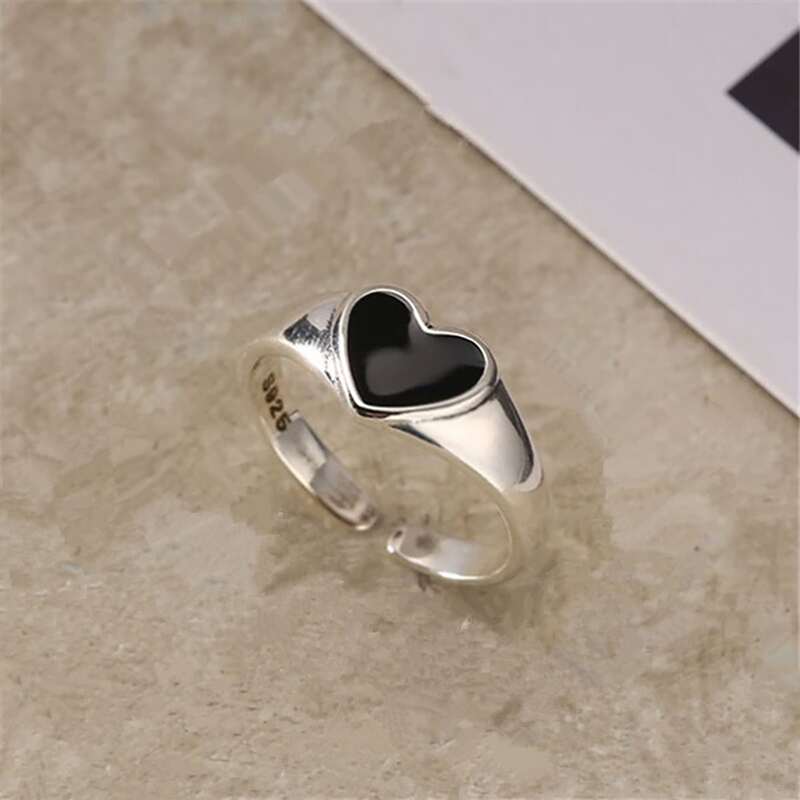 

Heart Decor Ring, Black