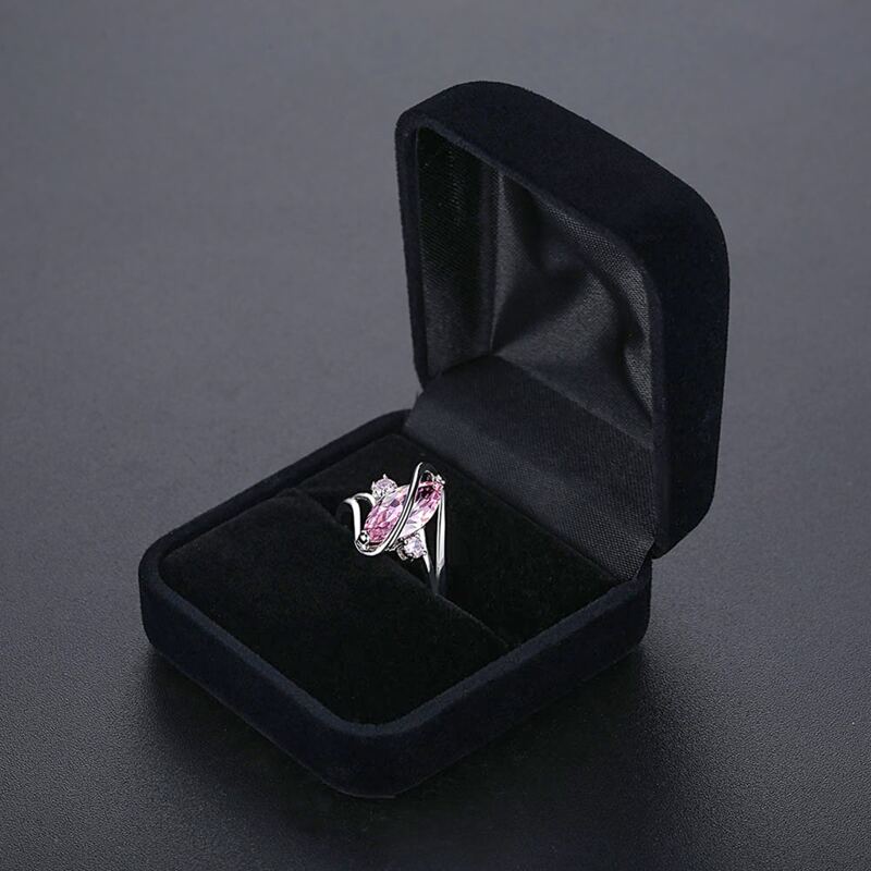 

1pc Solid Color Ring Storage Box, Black