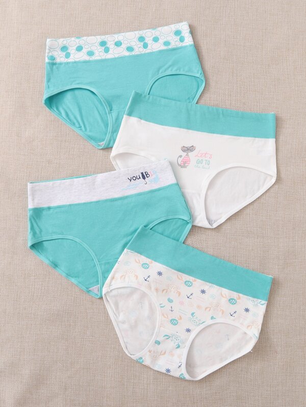 Set de bragas con patrón de dibujos animados 4 paquetes