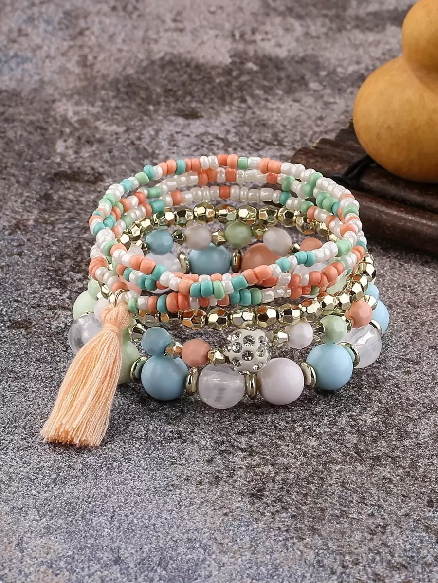 1 juego de joyas mixtas de estilo multicolor: incluye 6 pulseras - Multicolor - Ver 1