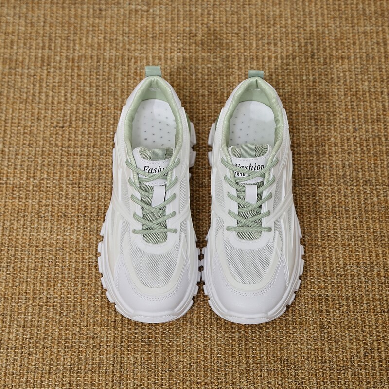 

Two Tone Lace Up Front Sneakers, White