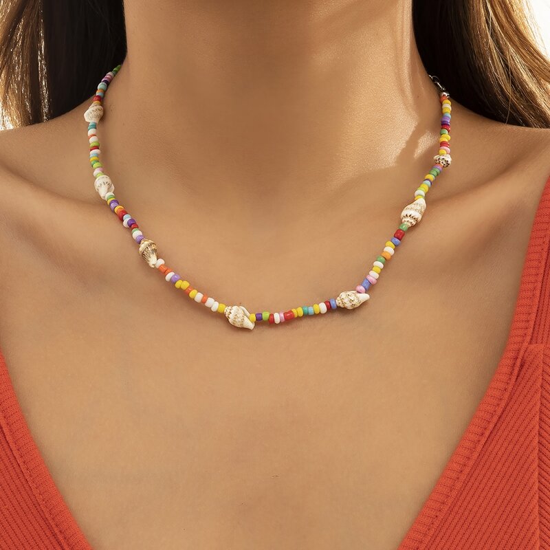 

Shell Decor Beaded Necklace, Multicolor