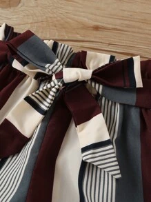 Toddler Girls Cold Shoulder Top & Striped Belted Trousers - Multicolor - View 6