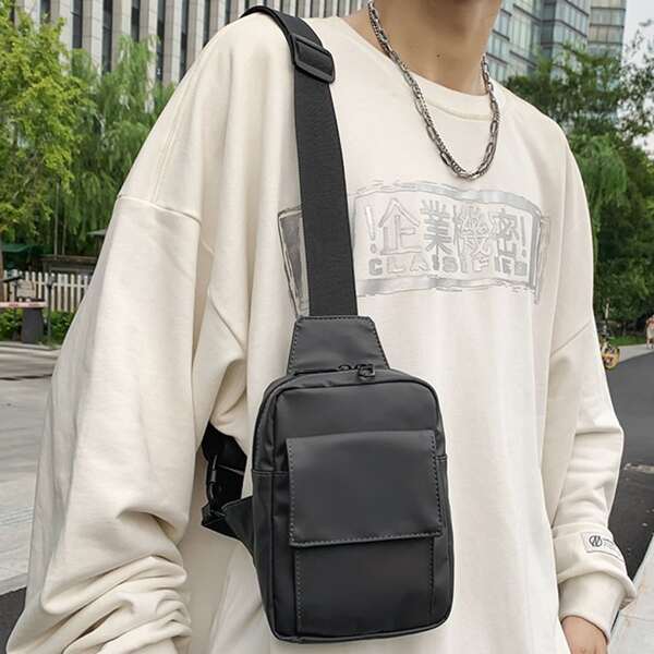 

Men Minimalist Sling Bag, Grey