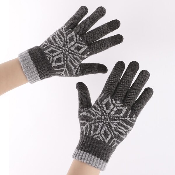 

Men Geometric Pattern Gloves, Grey