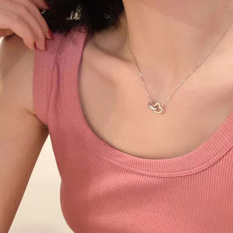 

Heart Decor Chain Necklace, Silver