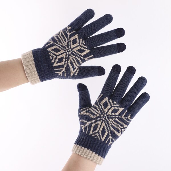 

Men Geometric Pattern Gloves, Navy blue