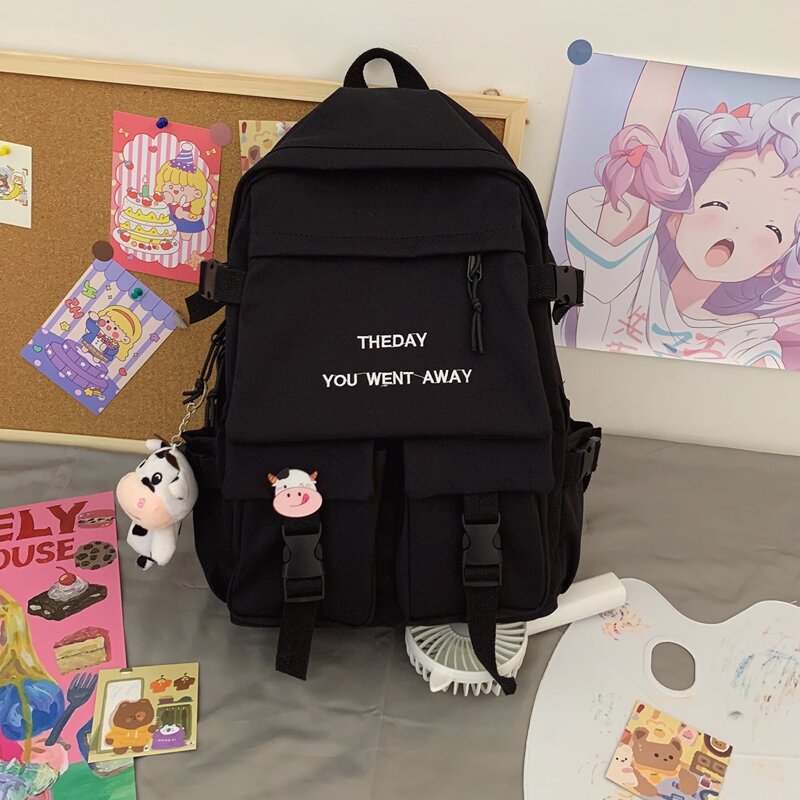 

Letter Graphic Zip Front Backpack, Black