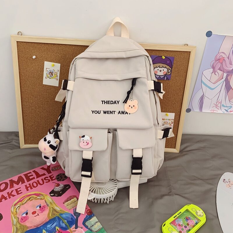 

Double Buckle Zip Front Backpack, Beige