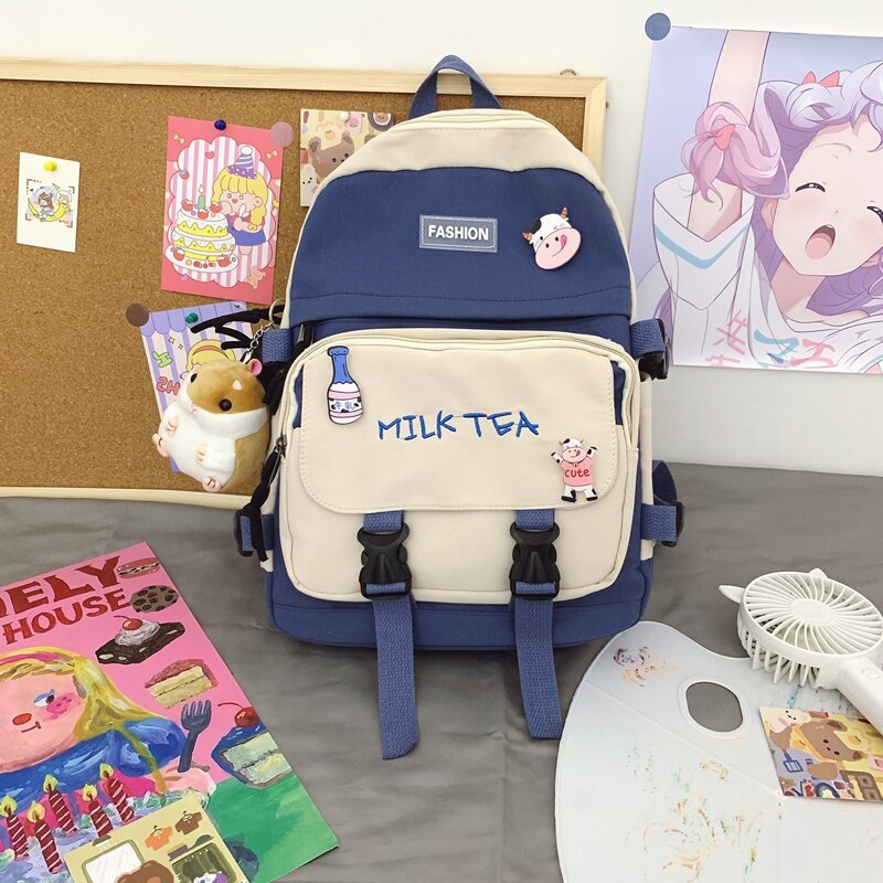 

Double Buckle Zip Front Backpack, Blue