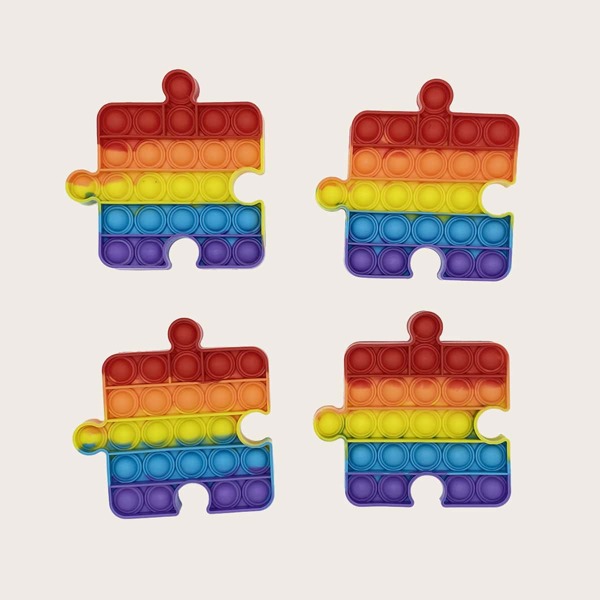

4pcs Puzzle Shaped Random Push Pop Bubble, Multicolor