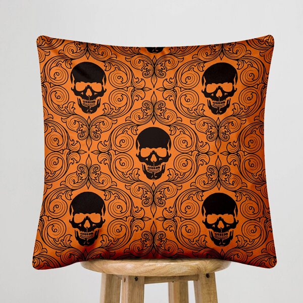 

Skull Print Cushion Cover Without Filler, Multicolor
