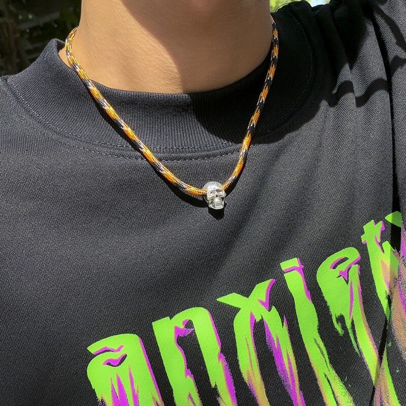 

Guys Skull Decor Necklace, Multicolor