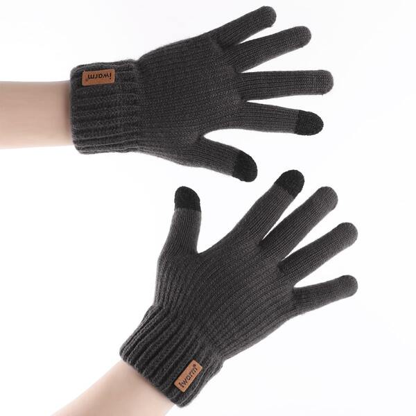 

Men Knit Gloves, Dark grey