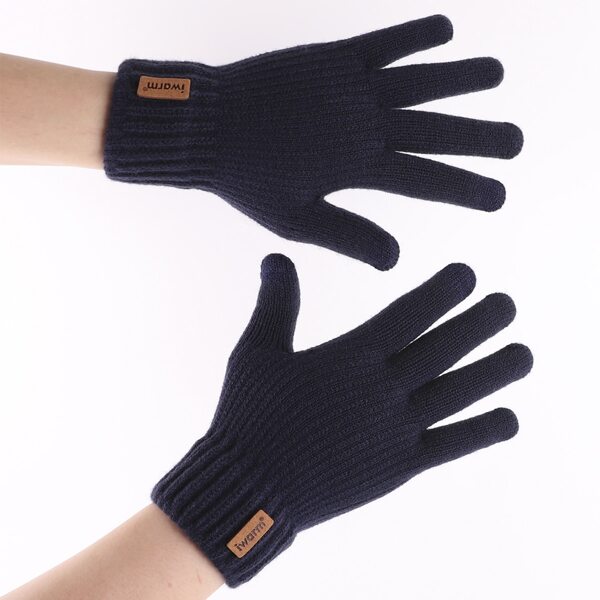 

Men Knit Gloves, Navy blue