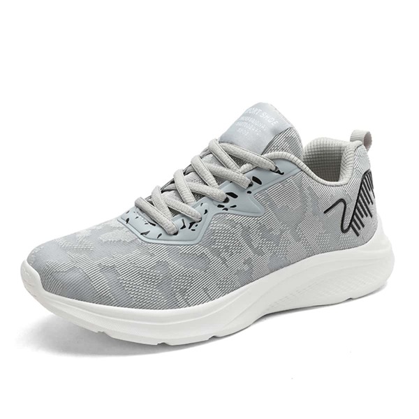 

Knit Detail Graphic Breathable Casual Shoes, Grey